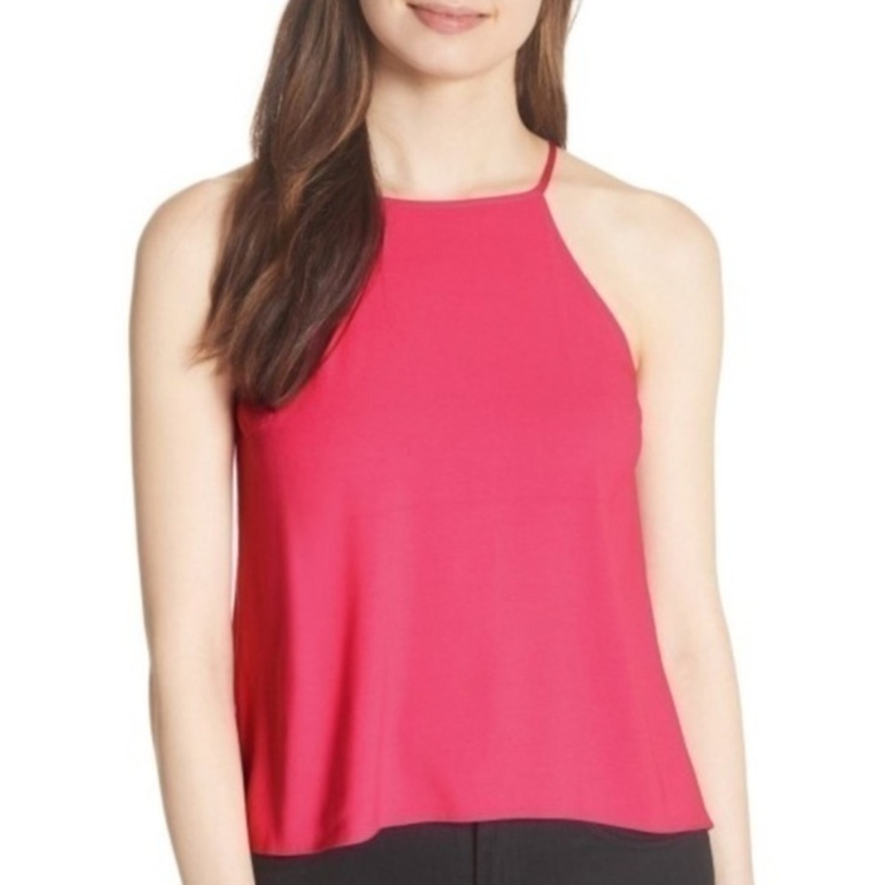 Joie Bramy Split‎ Back Crepe Halter Tulip Panel Tank Top Pink Extra Small